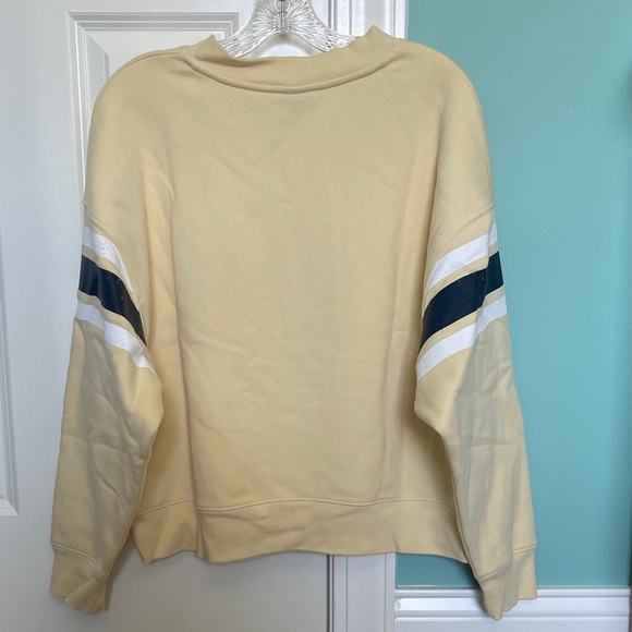 Wild Fable Creamy Yellowish V-Neck Sweatshirt with Navy and White Stripes - Picture 3 of 3